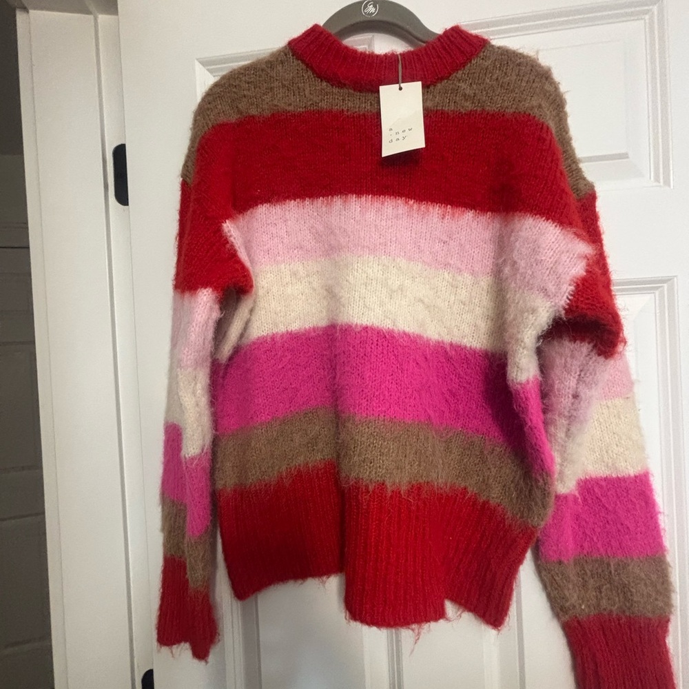 NWT Striped Red and Pink Women's Sweater